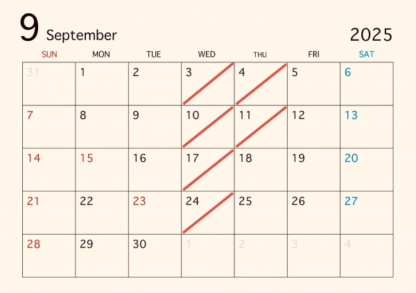 ９月カレンダー