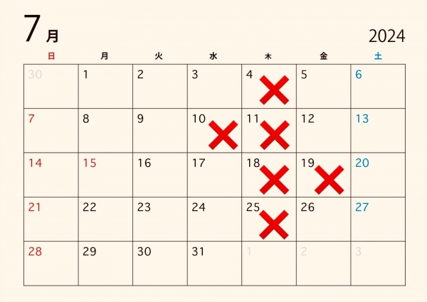 ７月カレンダー